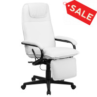 Flash Furniture High Back White Leather Executive Reclining Office Chair BT-70172-WH-GG